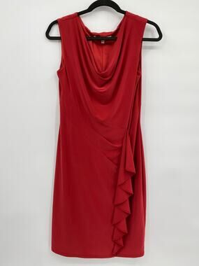 Evan Picone Cowl Neck Ruffle Detail Sheath Dress Red Size 8